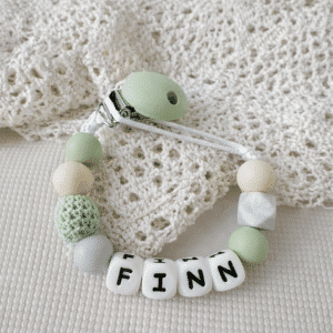 Speenkoord met naam ‘Finn’ - Marmer / Groen