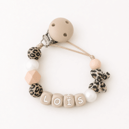 Speenkoord met naam ‘Loïs' -  perzik / Leopard