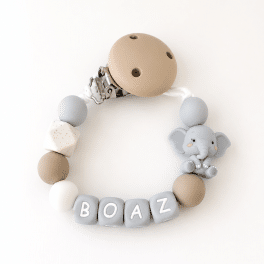 Speenkoord met naam ‘Boaz' - Roest /Beige/ Grijs