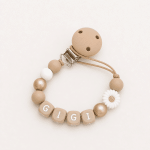 Speenkoord met naam ‘Gigi’ - Rose goud/wit/beige