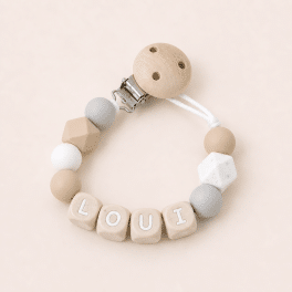 Speenkoord met naam ‘Loui’ - Beige / Natuur tinten
