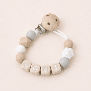 Speenkoord met naam ‘Loui’ - Beige / Natuur tinten