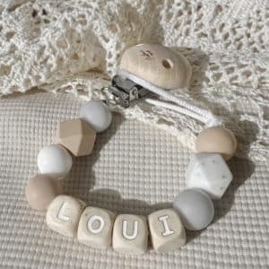 Speenkoord met naam ‘Loui’ - Beige / Natuur tinten