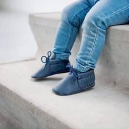 Baby schoentjes leer donker blauw