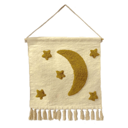 Tufted wall decoration moon + stars