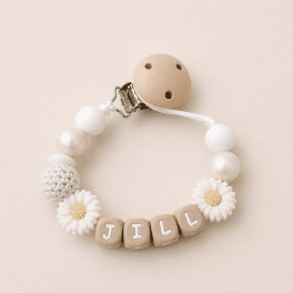 Speenkoord met naam ‘Joia’ - zand/goud/glitter