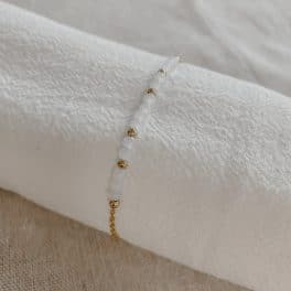 Armband RVS parel/gold small