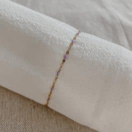 Armband RVS lilac/gold