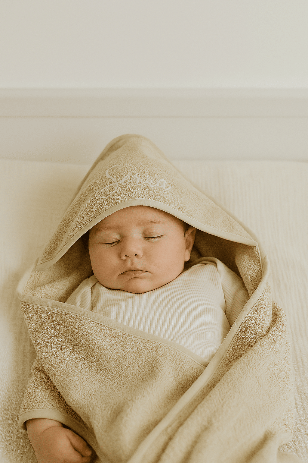 WIKKELDOEK BASIC JERSEY - SAND - 80X80CM - MET NAAM - Afbeelding 2