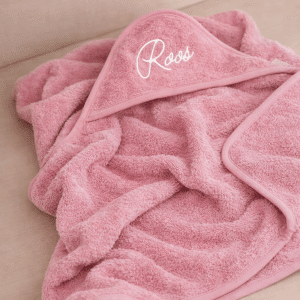 WIKKELDOEK BADSTOF JERSEY - PINK - 80X80CM - MET NAAM