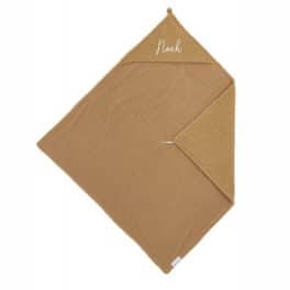 WIKKELDOEK BOUCLÉ - TOFFEE - 80X80CM - MET NAAM