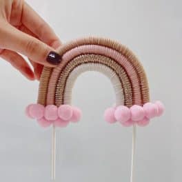 Caketopper regenboog zalmroze