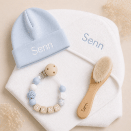 Kraamcadeau met naam - Cadeauset blauw €40