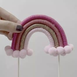 Caketopper regenboog roze