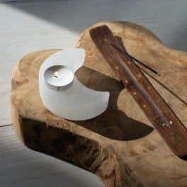 Waxinelichthouder Edelsteen Seleniet Maan ca 350 gram