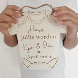 Aankondigingsbord romper hout - opa en oma