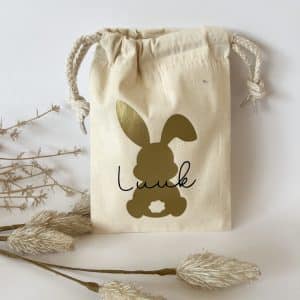 PAASZAKJE | Konijn + naam goud