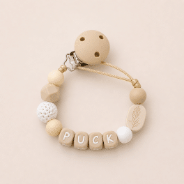 Speenkoord met naam ‘Puck’ - beige/zand