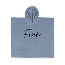 Bad poncho licht blauw met naam