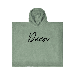 Bad poncho groen met naam