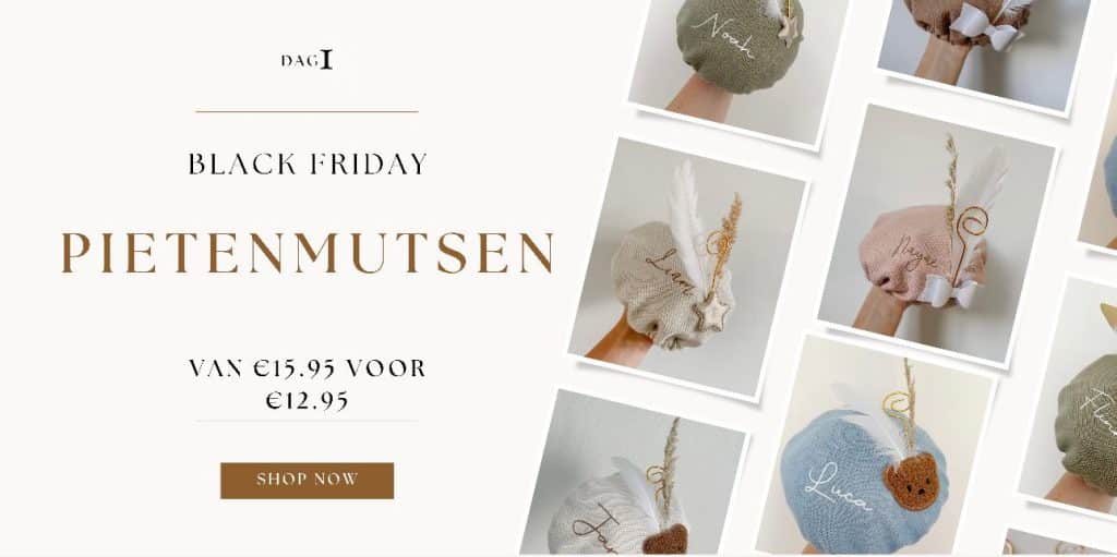 Black Friday Sale bij Musthaves by Kell, alle pietenmutsen nu voor 12,95 euro per stuk
