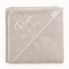 BADCAPE BASIC BADSTOF - SAND - 100x100 cm MET NAAM EN GEBOORTEDATUM