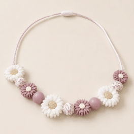 Ketting madelief oud roze