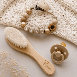 Kraamcadeau met naam - Cadeauset bruin €25