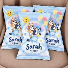 Chips zakjes tekenfiguur met naam